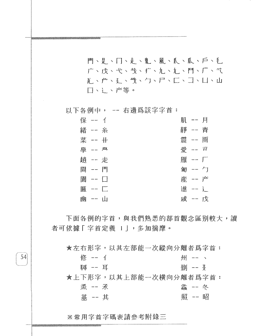 字首、字身，組合字、整體字