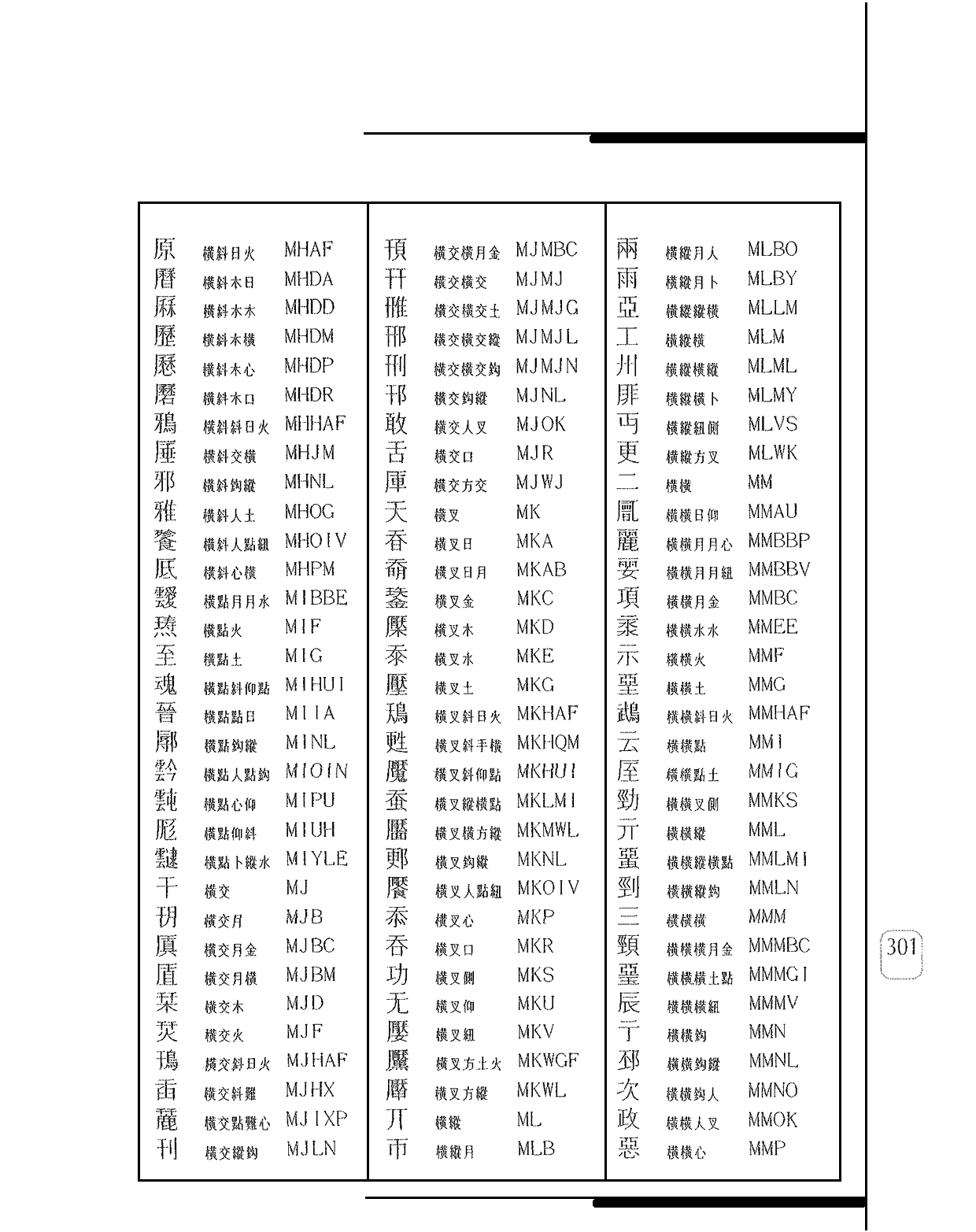 橫 (一) 部