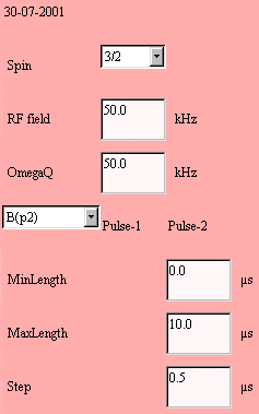 IMAGE: Parameters for the simulation of Hahn echo amplitude in nutation NMR