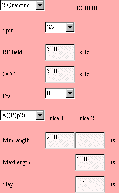 IMAGE: Parameters for the simulation of DQ Solomon echo amplitude