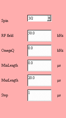 IMAGE: Parameters for the simulation of one-pulse nutation NMR line intensity