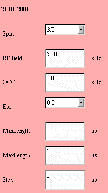 IMAGE: Parameters for the simulation of one-pulse nutation NMR line intensity