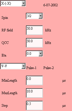 IMAGE: Rotary-echo parameters panel for nutation NMR