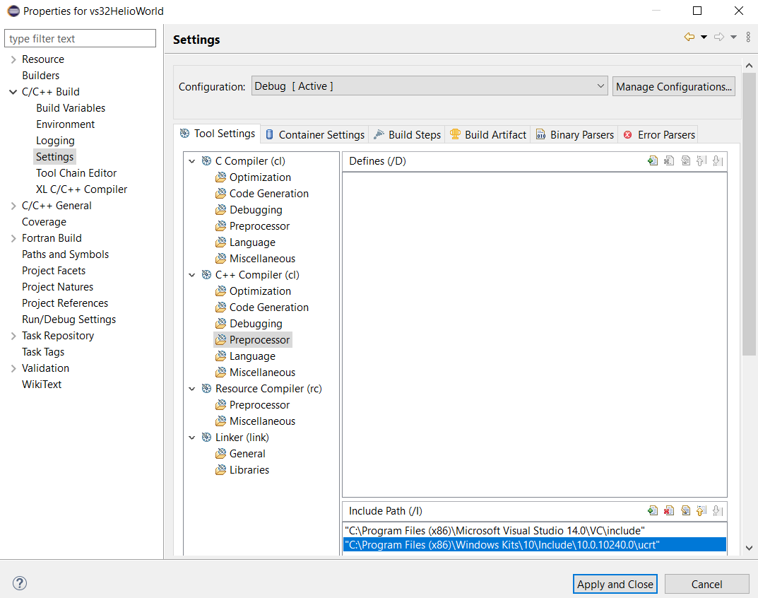 Ms Visual C Toolchain In Eclipse Ide