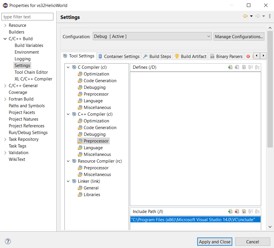 Ms Visual C Toolchain In Eclipse Ide