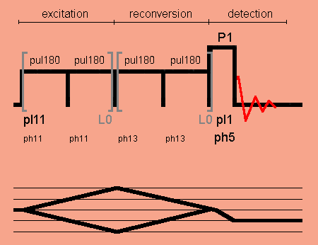 Double-quantum excitation with R14 4^5 pulse sequence