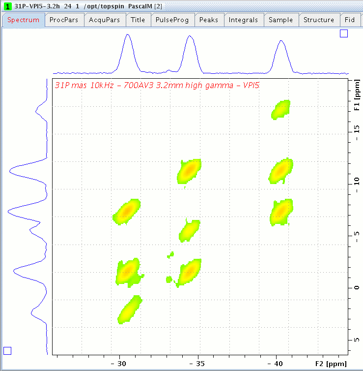 31P 2D spectrum acquired with r14 pulse sequence